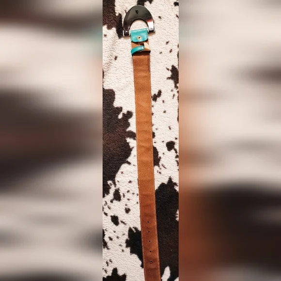 WOMEN'S 80'S WIDE BELT - TEAL - Picture 4 of 4